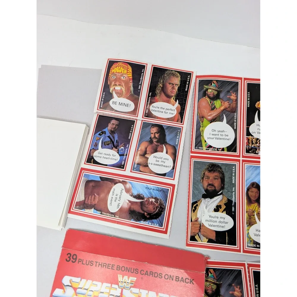 Vintage 1991 WWF Superstars Valentines‎ Cards Uncut Sheets Hulk Hogan Macho Man